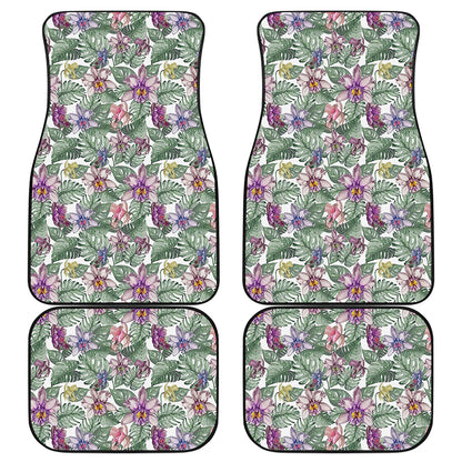 Tropical Cattleya Pattern Print Front and Back Car Floor Mats
