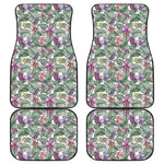 Tropical Cattleya Pattern Print Front and Back Car Floor Mats