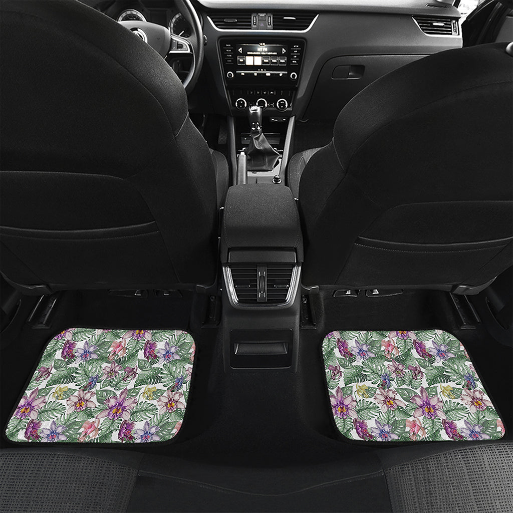 Tropical Cattleya Pattern Print Front and Back Car Floor Mats