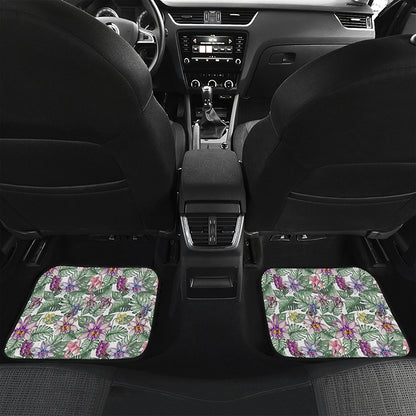 Tropical Cattleya Pattern Print Front and Back Car Floor Mats
