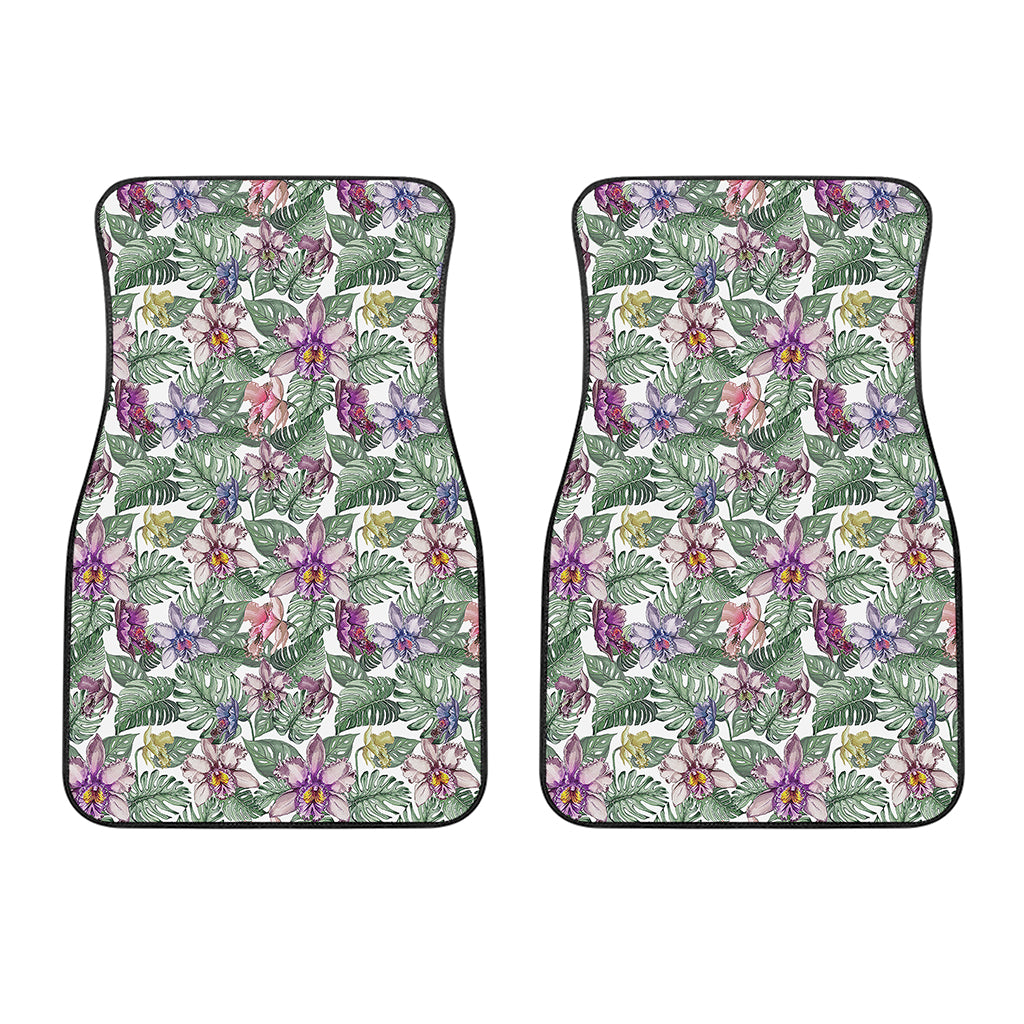 Tropical Cattleya Pattern Print Front Car Floor Mats