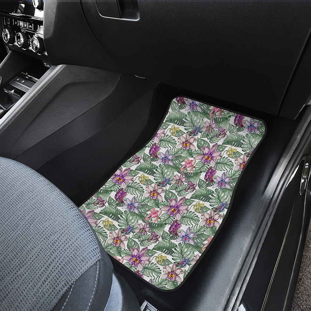 Tropical Cattleya Pattern Print Front Car Floor Mats