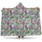 Tropical Cattleya Pattern Print Hooded Blanket