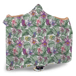 Tropical Cattleya Pattern Print Hooded Blanket