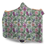 Tropical Cattleya Pattern Print Hooded Blanket