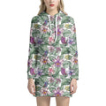 Tropical Cattleya Pattern Print Pullover Hoodie Dress