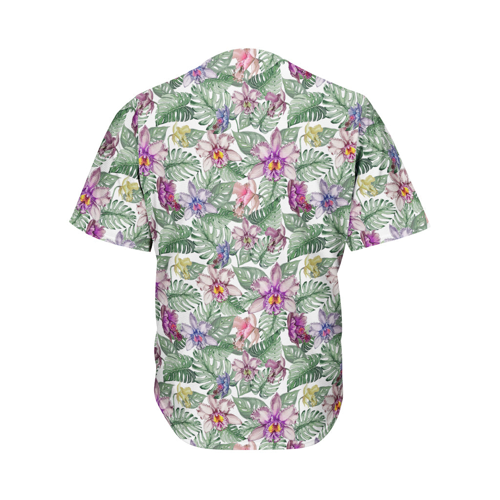 Tropical Cattleya Pattern Print Men's Baseball Jersey