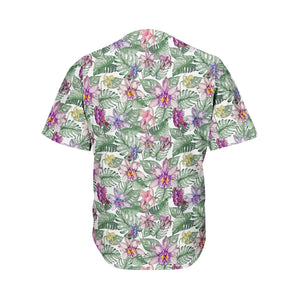 Tropical Cattleya Pattern Print Men's Baseball Jersey