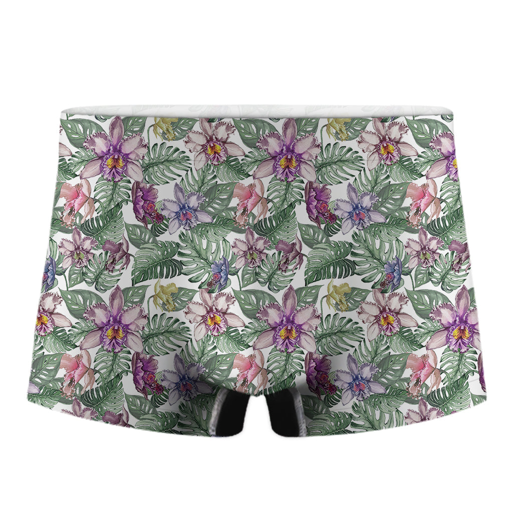 Tropical Cattleya Pattern Print Men's Boxer Briefs