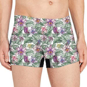 Tropical Cattleya Pattern Print Men's Boxer Briefs