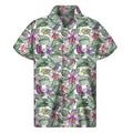 Tropical Cattleya Pattern Print Men's Short Sleeve Shirt