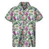 Tropical Cattleya Pattern Print Men's Short Sleeve Shirt