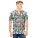 Tropical Cattleya Pattern Print Men's T-Shirt