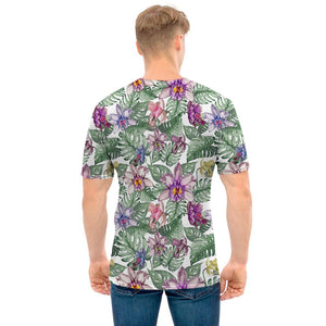 Tropical Cattleya Pattern Print Men's T-Shirt