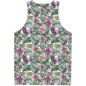 Tropical Cattleya Pattern Print Men's Tank Top