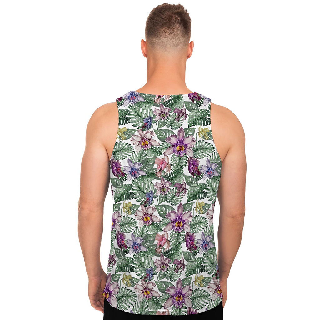 Tropical Cattleya Pattern Print Men's Tank Top