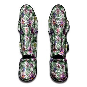 Tropical Cattleya Pattern Print Muay Thai Shin Guard