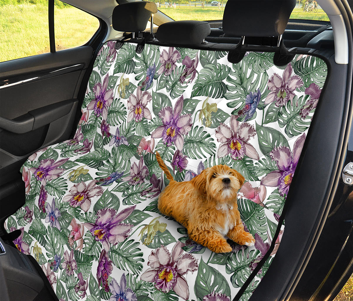 Tropical Cattleya Pattern Print Pet Car Back Seat Cover