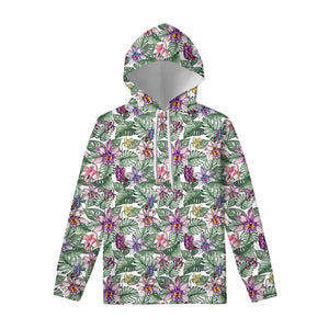 Tropical Cattleya Pattern Print Pullover Hoodie