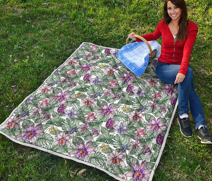 Tropical Cattleya Pattern Print Quilt