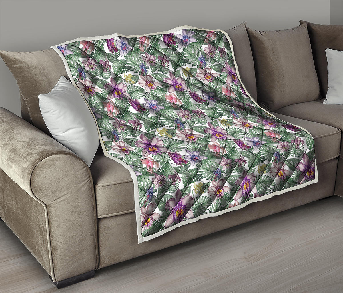 Tropical Cattleya Pattern Print Quilt