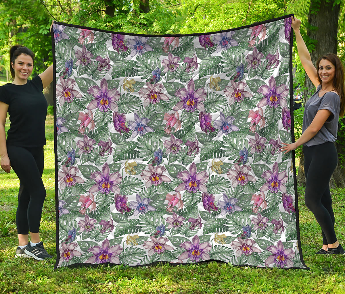 Tropical Cattleya Pattern Print Quilt