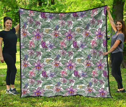 Tropical Cattleya Pattern Print Quilt
