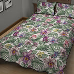 Tropical Cattleya Pattern Print Quilt Bed Set
