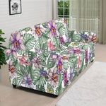 Tropical Cattleya Pattern Print Sofa Cover