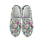 Tropical Cattleya Pattern Print White Slip On Shoes