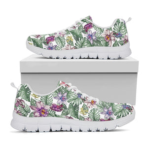 Tropical Cattleya Pattern Print White Sneakers