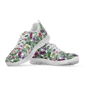 Tropical Cattleya Pattern Print White Sneakers