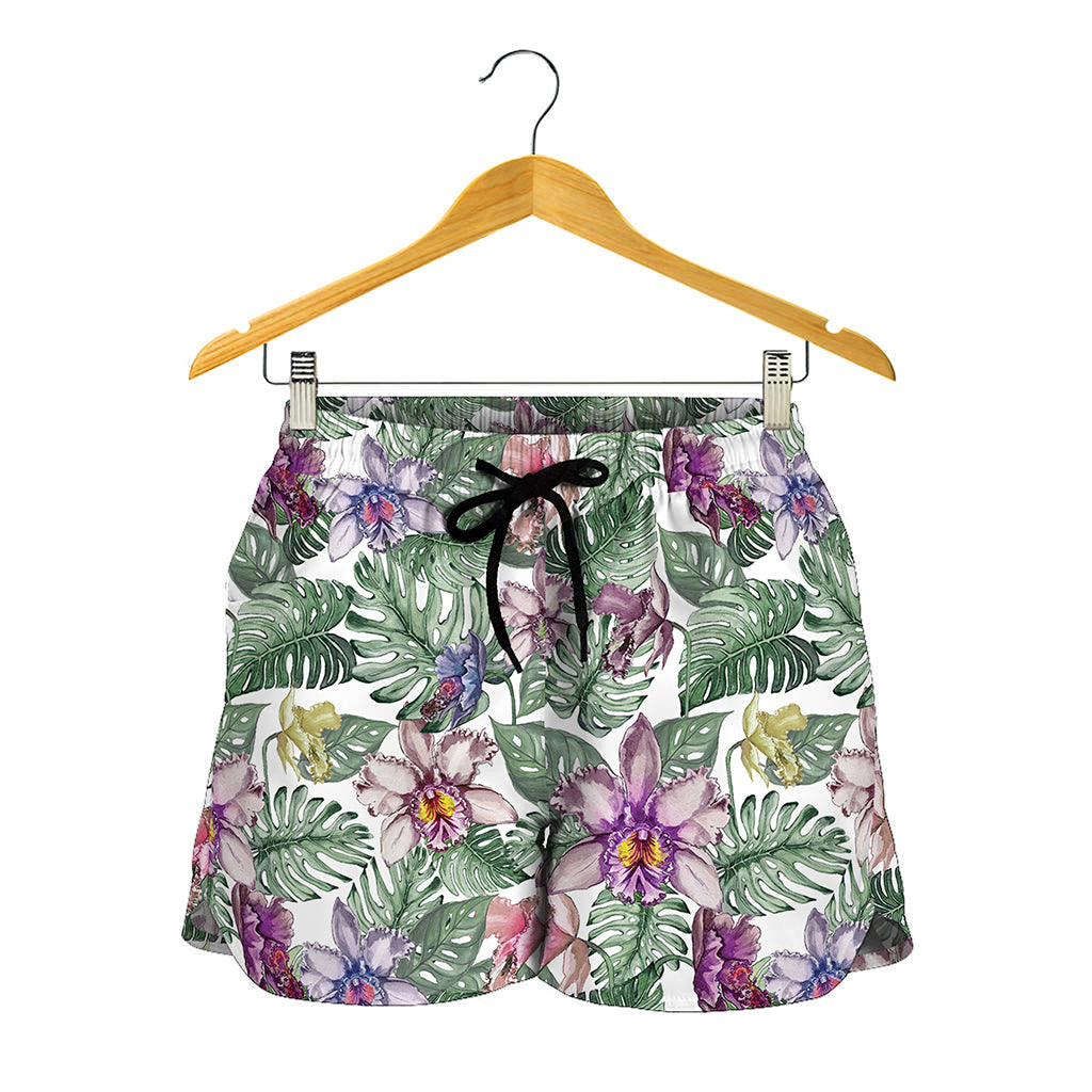 Tropical Cattleya Pattern Print Women's Shorts