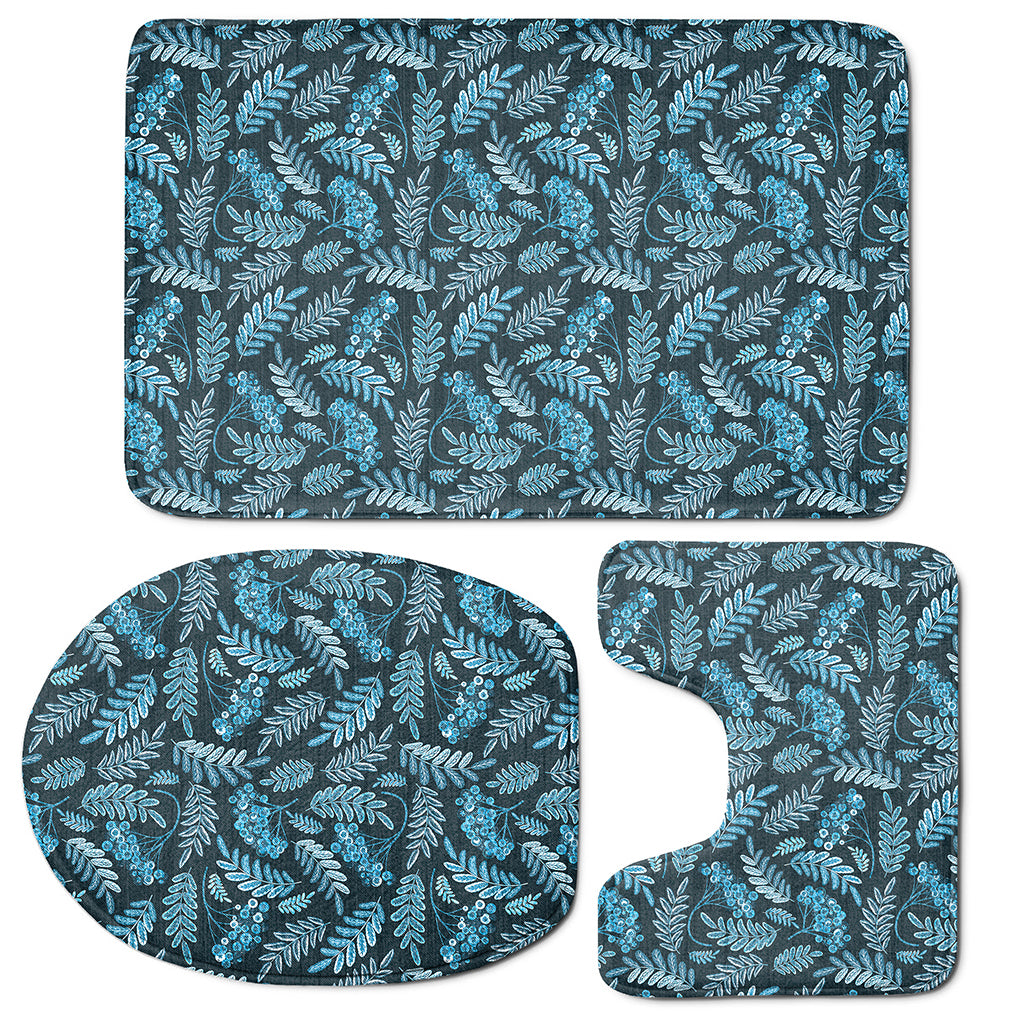 Tropical Denim Jeans Pattern Print 3 Piece Bath Mat Set