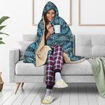 Tropical Denim Jeans Pattern Print Hooded Blanket