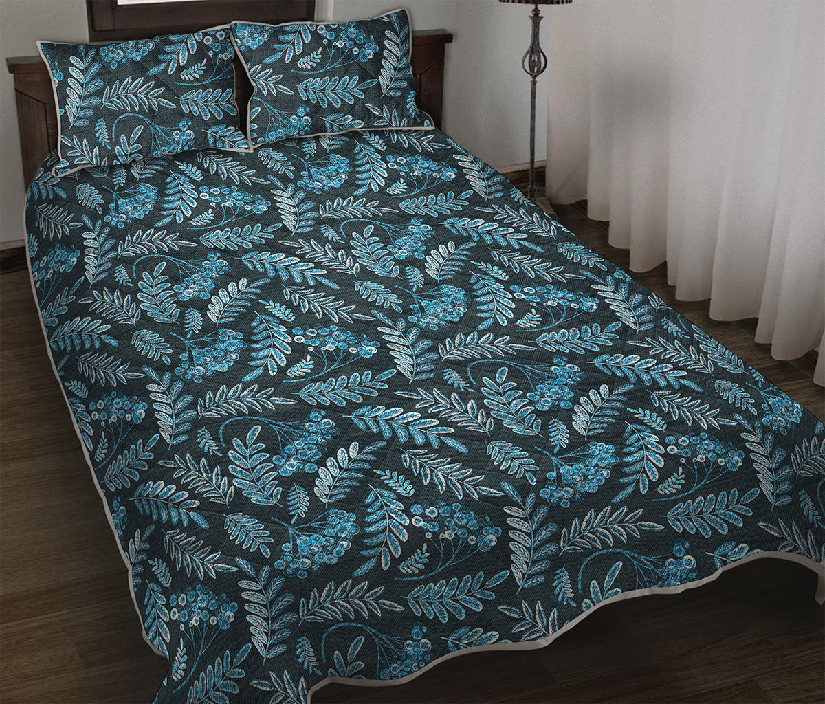 Tropical Denim Jeans Pattern Print Quilt Bed Set
