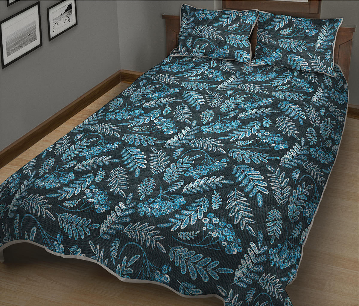 Tropical Denim Jeans Pattern Print Quilt Bed Set