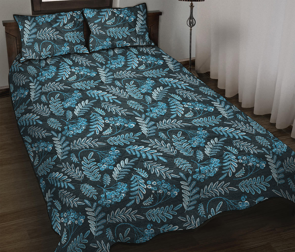 Tropical Denim Jeans Pattern Print Quilt Bed Set