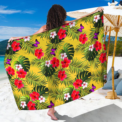 Tropical Exotic Hawaiian Pattern Print Beach Sarong Wrap