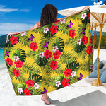 Tropical Exotic Hawaiian Pattern Print Beach Sarong Wrap