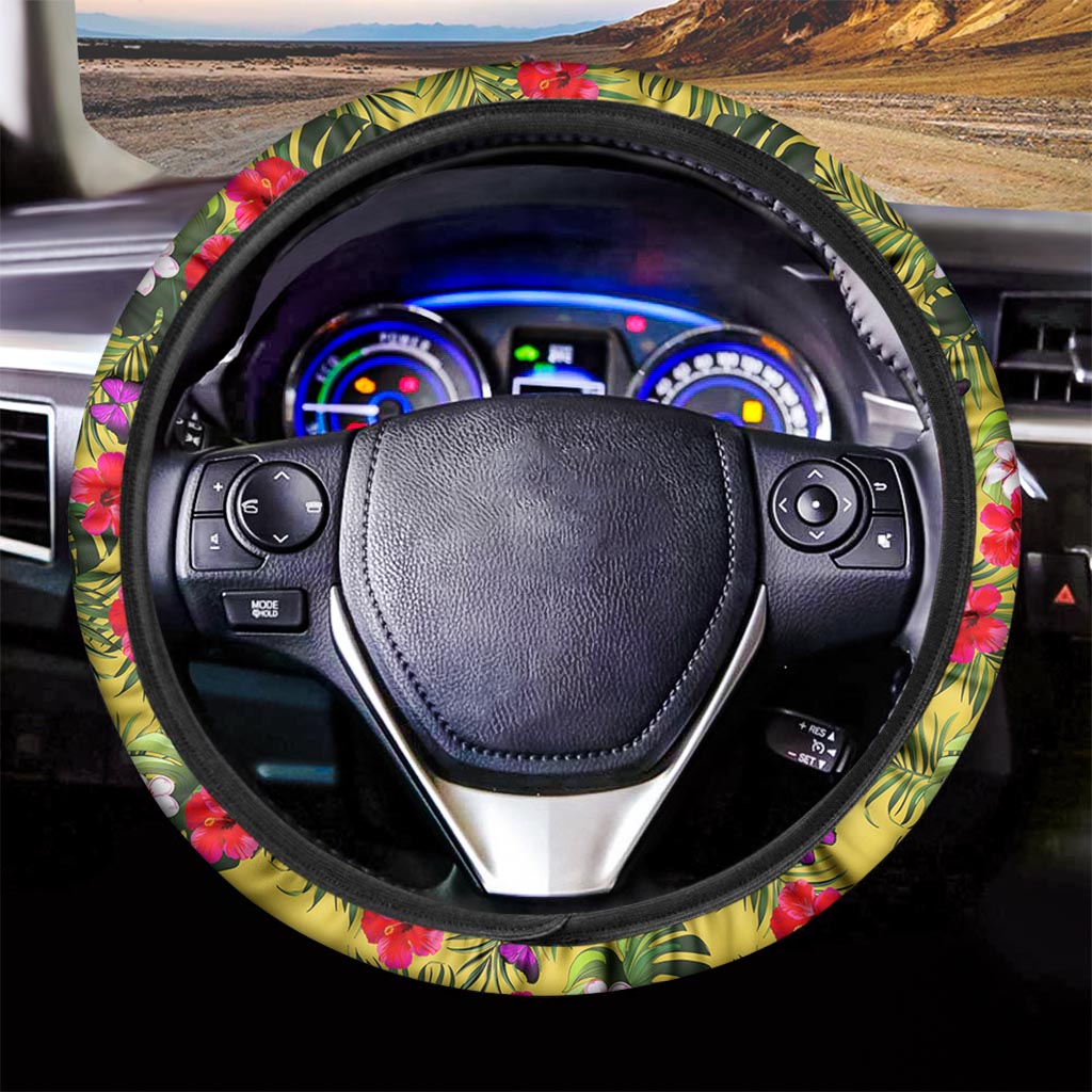 Tropical Exotic Hawaiian Pattern Print Car Steering Wheel Cover