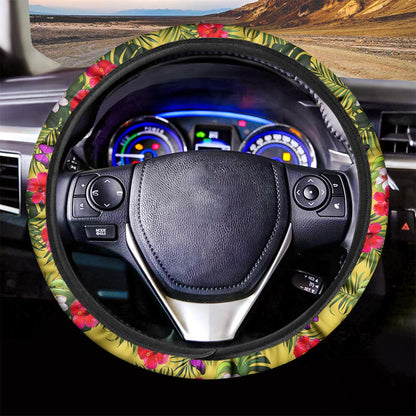 Tropical Exotic Hawaiian Pattern Print Car Steering Wheel Cover