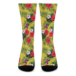 Tropical Exotic Hawaiian Pattern Print Crew Socks