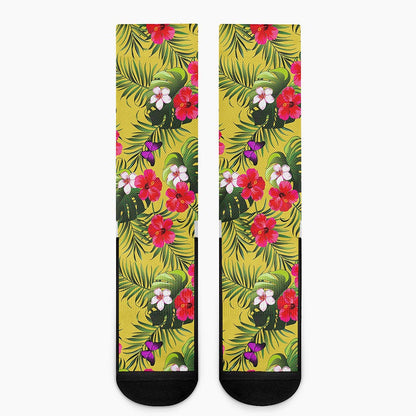 Tropical Exotic Hawaiian Pattern Print Crew Socks