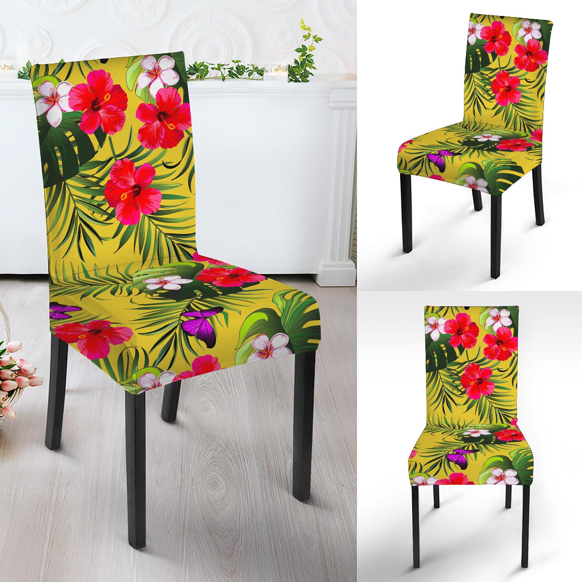 Tropical Exotic Hawaiian Pattern Print Dining Chair Slipcover
