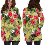 Tropical Exotic Hawaiian Pattern Print Hoodie Dress GearFrost