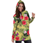 Tropical Exotic Hawaiian Pattern Print Hoodie Dress GearFrost
