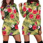 Tropical Exotic Hawaiian Pattern Print Hoodie Dress GearFrost