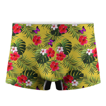Tropical Exotic Hawaiian Pattern Print Men's Boxer Briefs