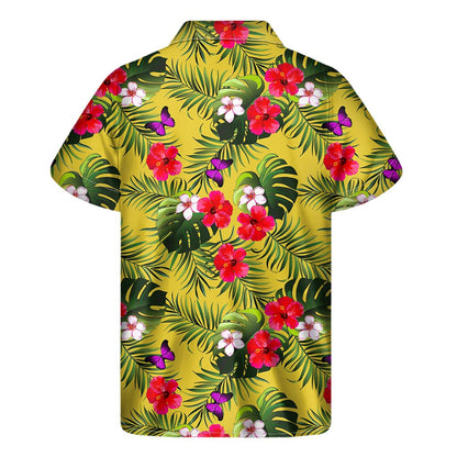 Tropical Exotic Hawaiian Pattern Print Men's Short Sleeve Shirt